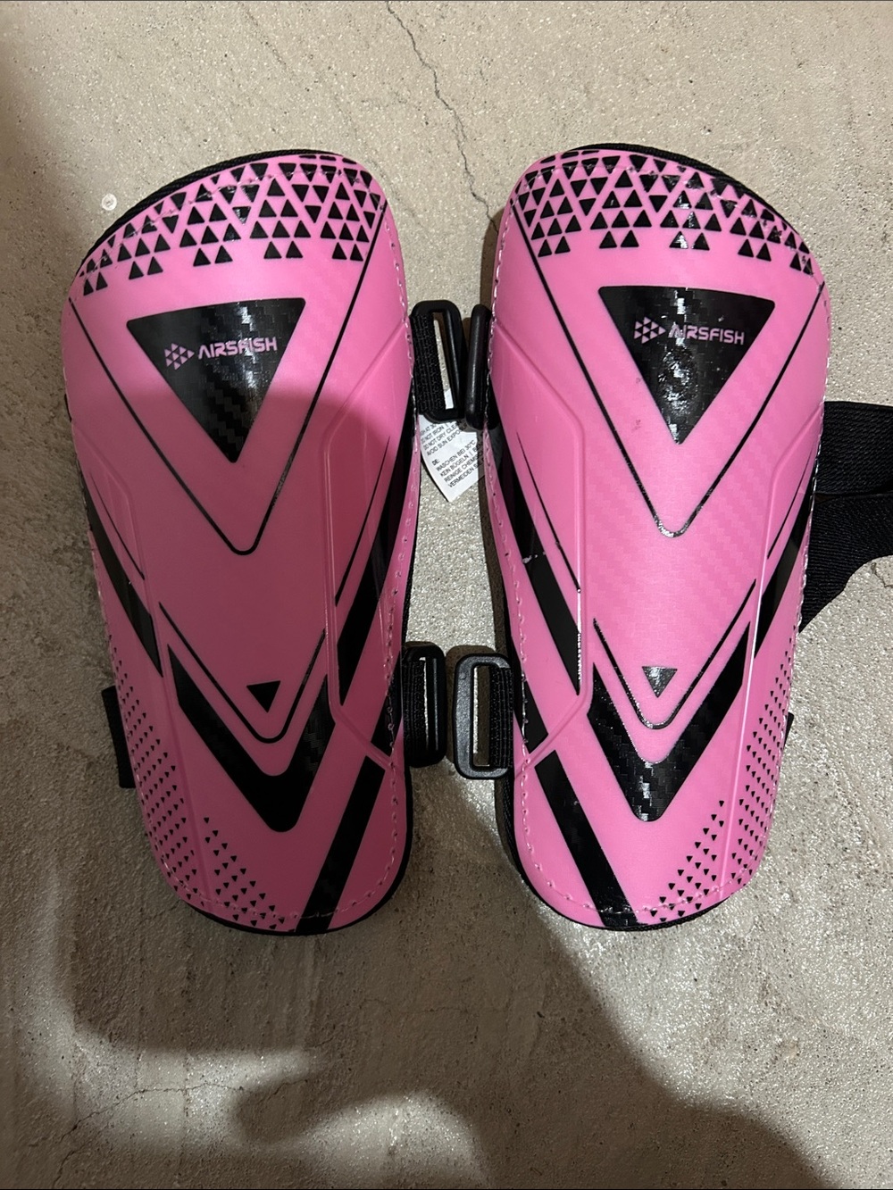 Girls small - Airsfish Pink & Black Soccer Shin Guards
